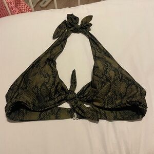 GREEN SNAKESKIN HALTER SWIM TOP